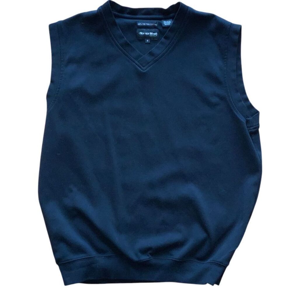 Bolle Golf Premium Pima Cotton V-Neck Sleeveless Vest Navy Blue M‎